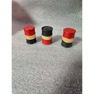 Vintage 3 Wood Toy 55 Gallon Drums Red White Blue Race Track Replacement